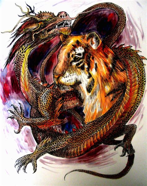 Dragon And Tiger By Azurewyvern On Deviantart