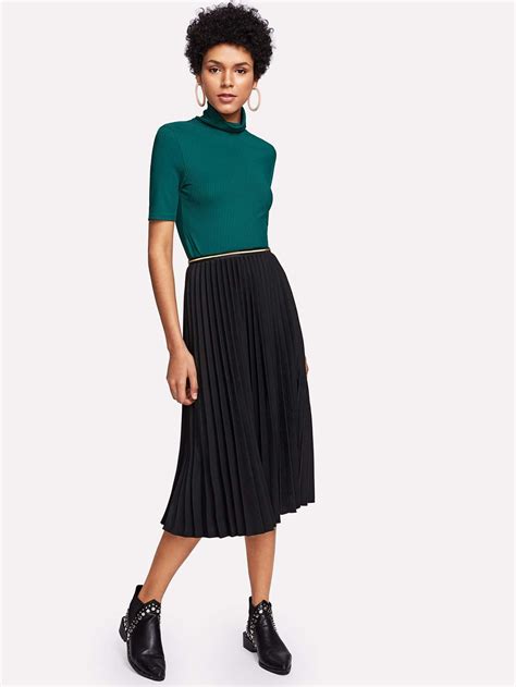 Box Pleated Skirt Sheinsheinside