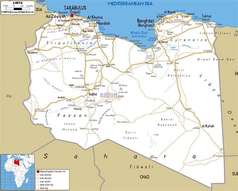 Large Road Map Of Libya With Cities And Airports Libya Africa