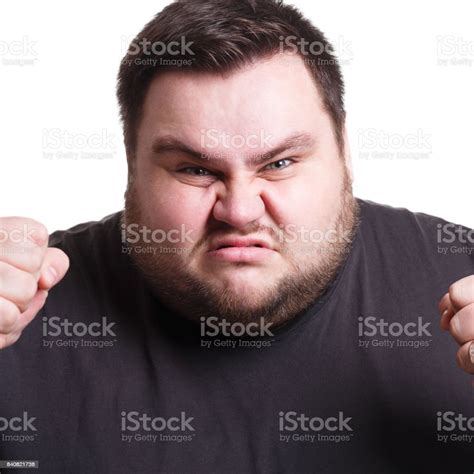 Angry Man Fighting With Clenched Fists Isolated Stock Photo Download