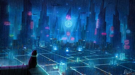 Cat Rain Dream Cyberpunk City 4k Rain Wallpapers Hd Wallpapers