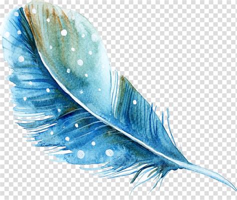 Feather Watercolor Painting Feather Blue And White Feather Art