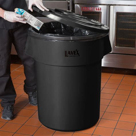 Lavex Janitorial 55 Gallon Black Round Commercial Trash Can Lid