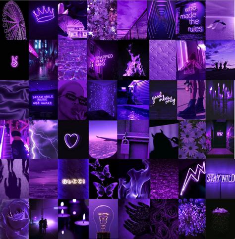 Neon Purple Aesthetic Photo Wall Collage Kit Etsy Aesthetic Desktop Wallpaper Graphic