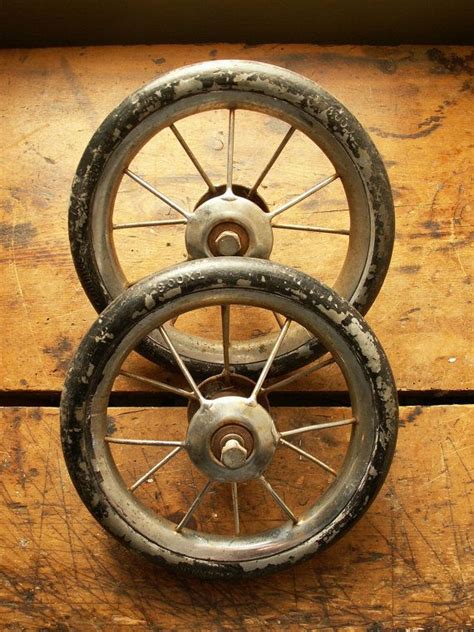 Pair Of Vintage Rubber Wire Spoke Wheels Baby Buggy Wheels Etsy