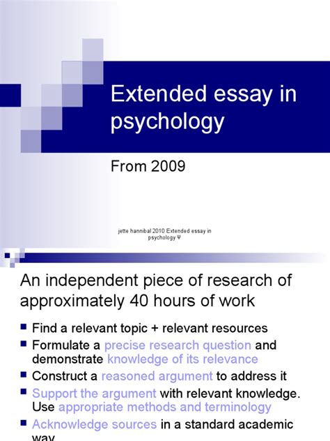 Extended Essay 2010 Psychology Essays Psychology And Cognitive Science