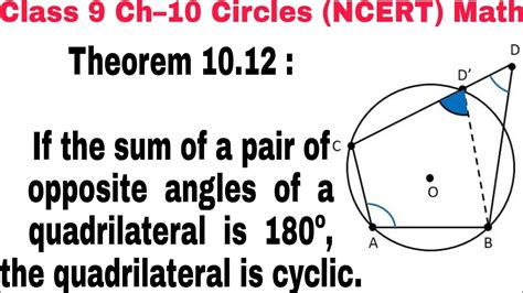 Ch 10 Theorem 1012 Class 9 Circle Ncert Mathematics Youtube