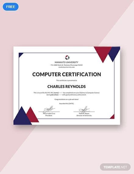 A Well Crafted Eye Catching Diploma Certificate Template For Computer