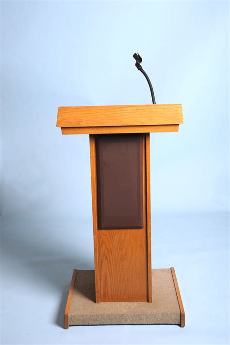 Solid Oak Podium With Light And Microphone Stand Arizona Party Rental