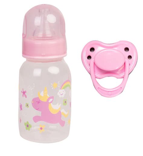 Pink Magnetic Pacifier Feeding Bottle Set For Reborn Dolls Realistic