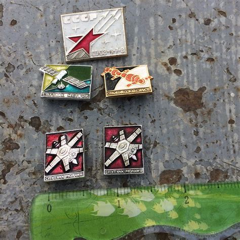 Soviet Pin Space Collectible Soviet Badges Set Of 5 Ussr Etsy