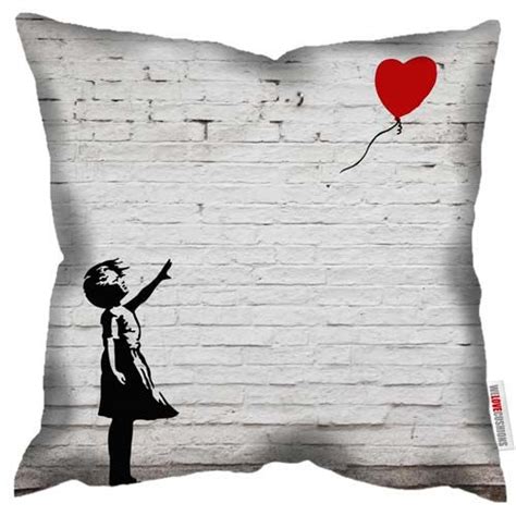 New banksy art encourages face masks on london tube. Banksy Cushion Covers - Various styles | Balloon girl ...