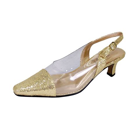 Floral Zora Women Wide Width Evening Dress Slingback Shoes Gold 75
