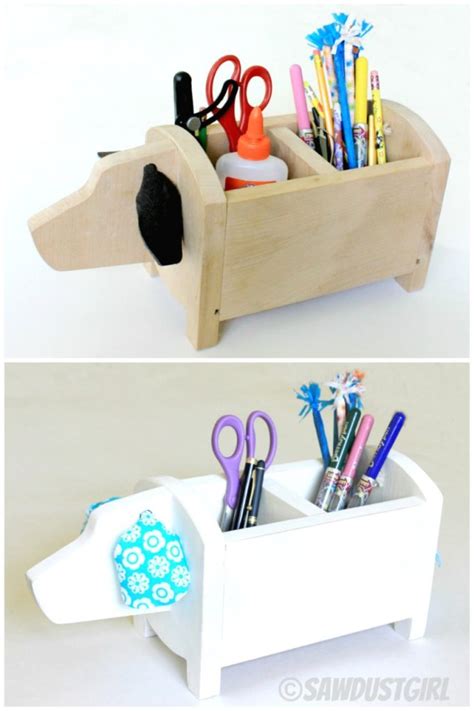 • here are 30 #woodworking ideas for making your own #holiday #gifts in time for christmas! DIY Gift Idea: $5 Dog Shaped Storage Caddy - Sawdust Girl®