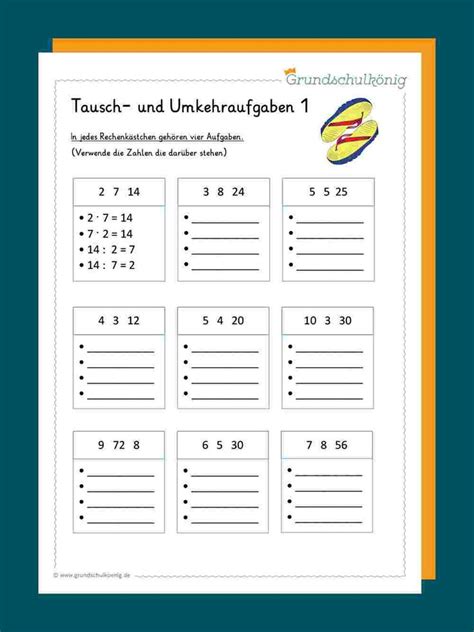 Neben den kostenlosen unterrichtsmaterialien für die grundschule findet ihr ebenfalls grundschulmaterial wie urkunden, stundenpläne und ferienkalender bei uns. Tausch- und Umkehraufgaben in 2020 | Umkehraufgaben ...