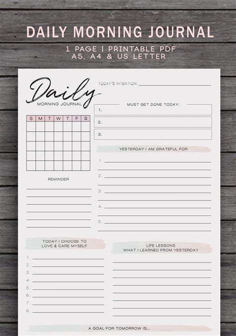 Downloadable Free Printable Daily Journal Pages Download These