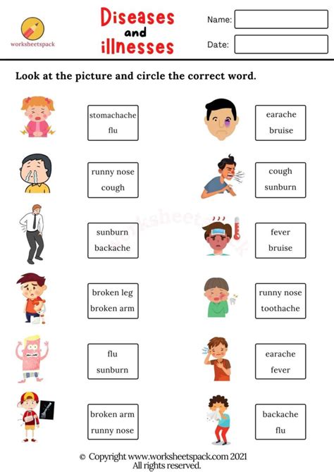 Diseases And Illnesses Vocabulary Worksheets Printable And Online