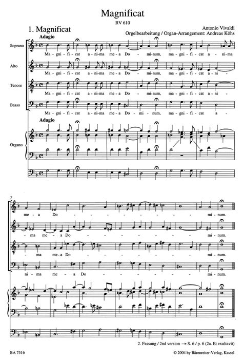 Vivaldi Magnificat Rv 610611 Partition Di Arezzoes