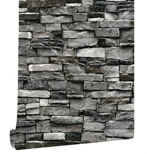 10m 3d Textured Faux Brick Stone Wallpaper Dark Grey Home Wall Decor