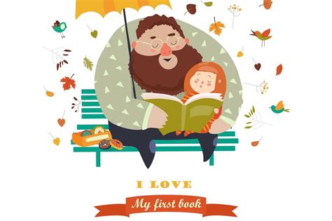 father reading a book to his daughter vector illustration ai eps unlimiteddownloads vector