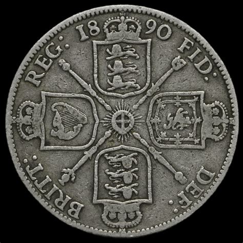 1890 Queen Victoria Jubilee Head Silver Florin Rare Fine