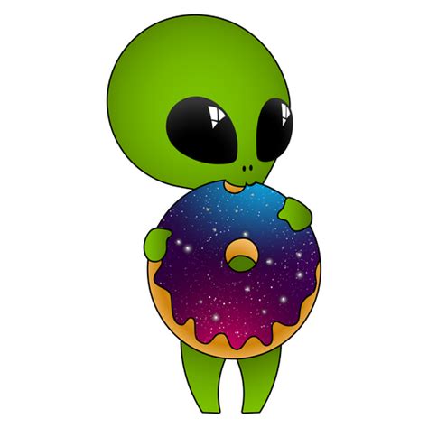 Cute Alien With Donut Sticker Sticker Mania