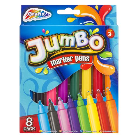 Pack Of 8 Grafix Jumbo Coloured Marker Pens