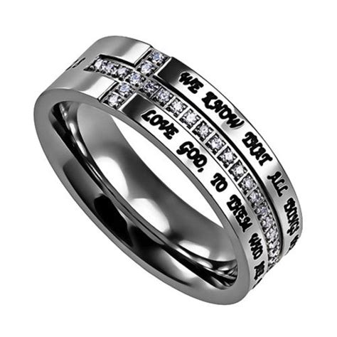 All Things Work Together For Good Side Cross Ring With Engraved Bible