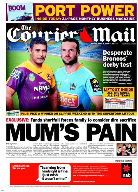 newspaper the courier mail australia newspapers in australia friday s edition april 5 of