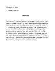 The Confidence Gap Docx Muhammad Reza The Confidence Gap Summary In