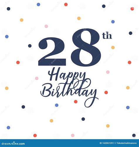 Happy 28th Birthday Balloons Greeting Card Background Cartoon Vector