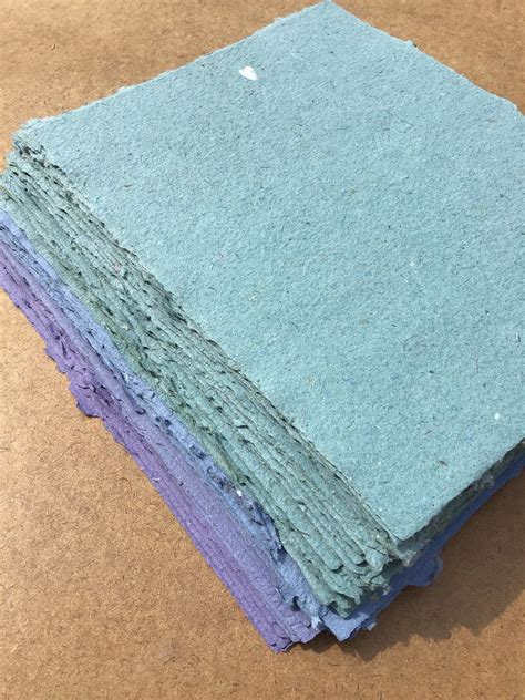 5 Sheets 85x11 Inch Cool Colors Batch Handmade Paper Eco Friendly