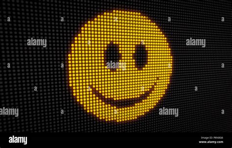 Emoticon Smile Face On Big Led Display With Large Pixels Bright Light