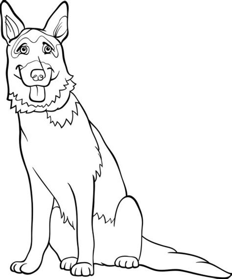 Perro de pastor alemán de dibujos animados para colorear — Vector stock