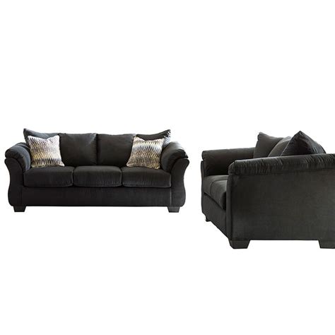 Signature Design By Ashley Darcy Living Room Set In Black Microfiber