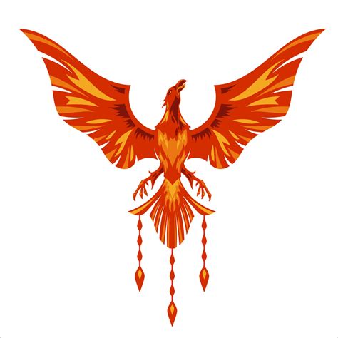 Red Phoenix Mascot Character Logo Design With Fire Effect 2420904