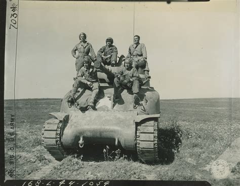 Tank Crew With Sherman Tank During Training Maneuvers At Camp Cooke