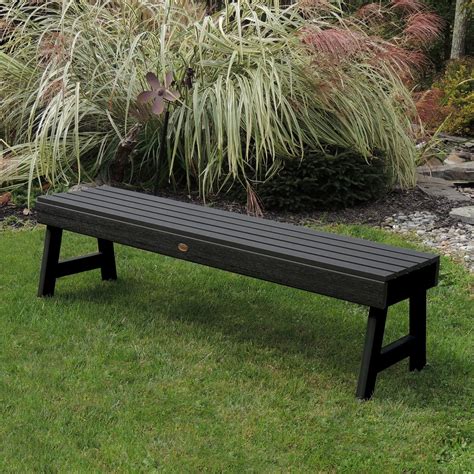 Trigg Backless Synthetic Wood Picnic Bench Metal Garden Benches