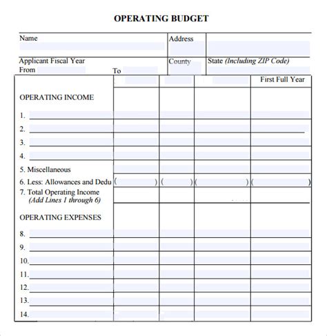 8 Sample Operating Budget Templates To Download Sample Templates