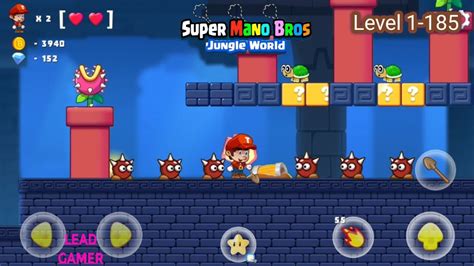 Super Mano Bros Jungle World Level 1 185 Gameplay Games Gaming Youtube