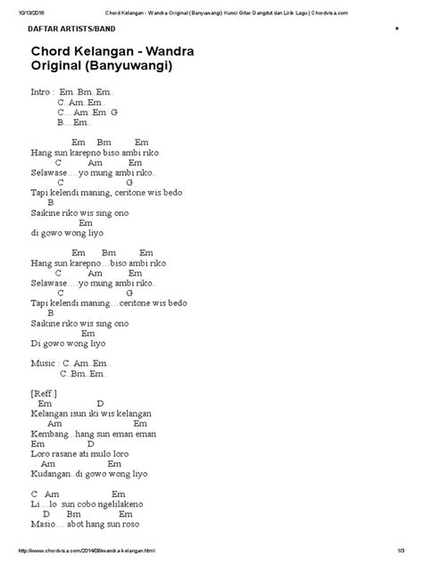 19:54 | posted by all of guitar. Chord Kelangan ­ Wandra Original (Banyuwangi): Daftar ...