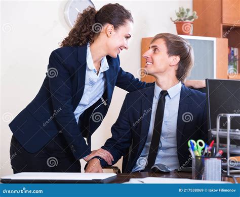 Sexual Harassment Boss Touching Subordinate Stock Image Image Of Laptop Care 217538069