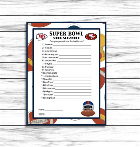 Super Bowl Game Word Scramble Football Party Game Super Etsy
