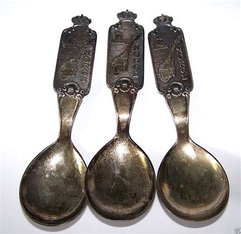 Lot Of 3 Norwegian Norway SÆther Co Norge Souvenir Spoons 830 Silver 779 Gram Silver