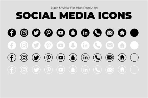 SALE 11 B&W Social Media Icons | Social media icons, Social media icons free, Media icon