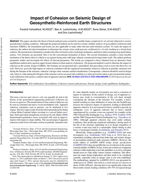 Pdf Impact Of Cohesion On Seismic Design Of Geosynthetic Reinforced