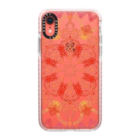IPhone XR Cases Shades Of Coral Floral Medallion On Crystal