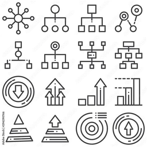 flowchart management line icons set linear style symbols collection