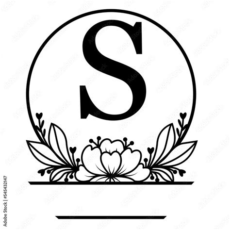 Letter S Split Monogram With Floral Elements Svg Family Last Name Svg Stock Vector Adobe Stock