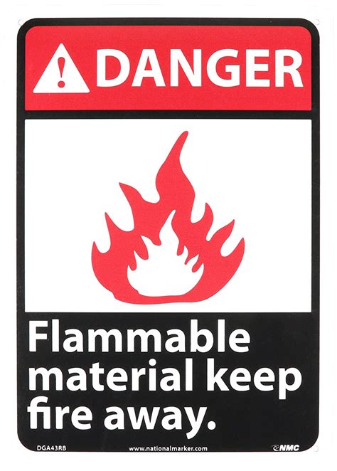 Nmc Dga Rb Ansi Sign Legend Danger Flammable Material Keep Fire